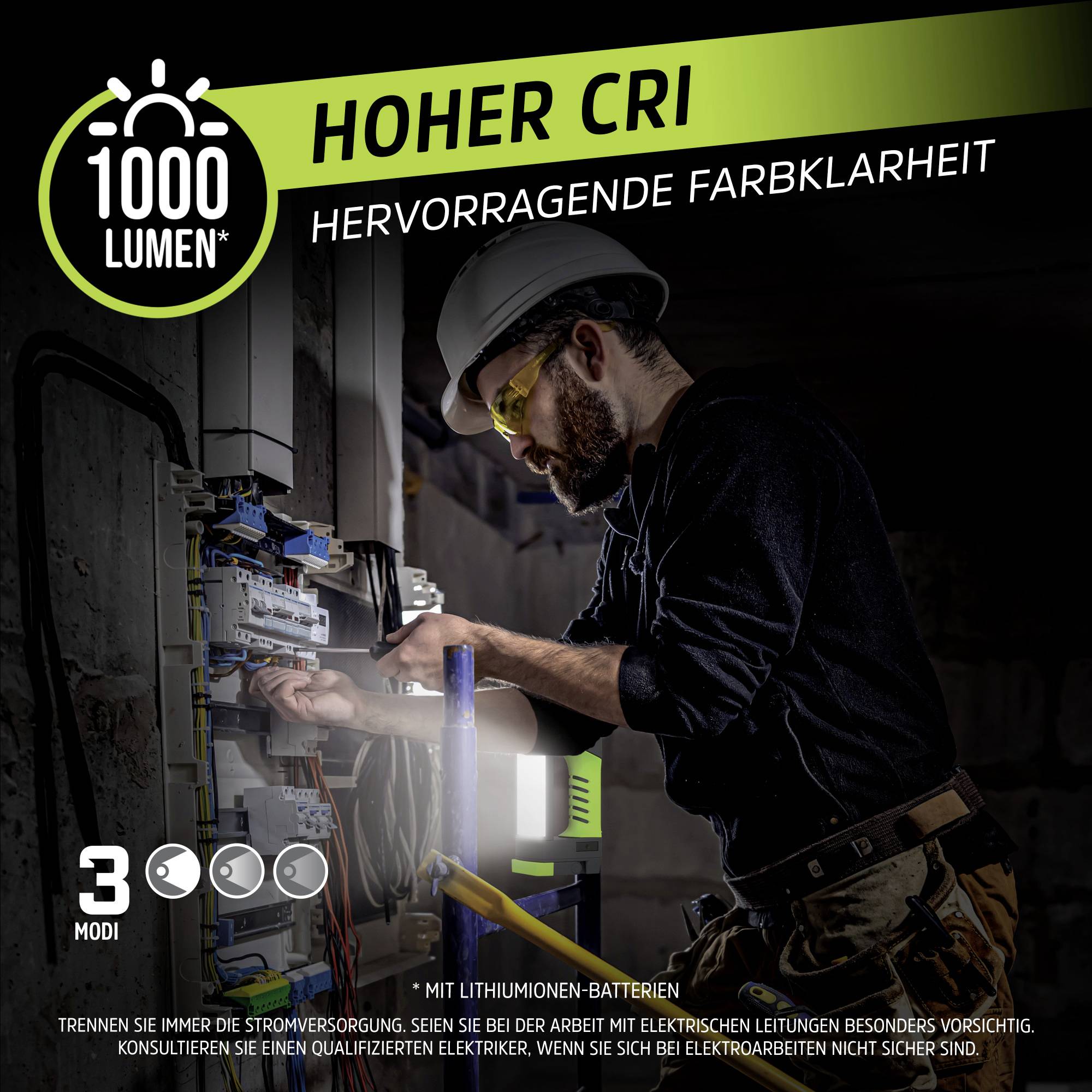 Energizer E303954400 Pro Series Worklight LED Arbeitsleuchte Li-Ionen Akkus oder batteriebetrieben 1000lm