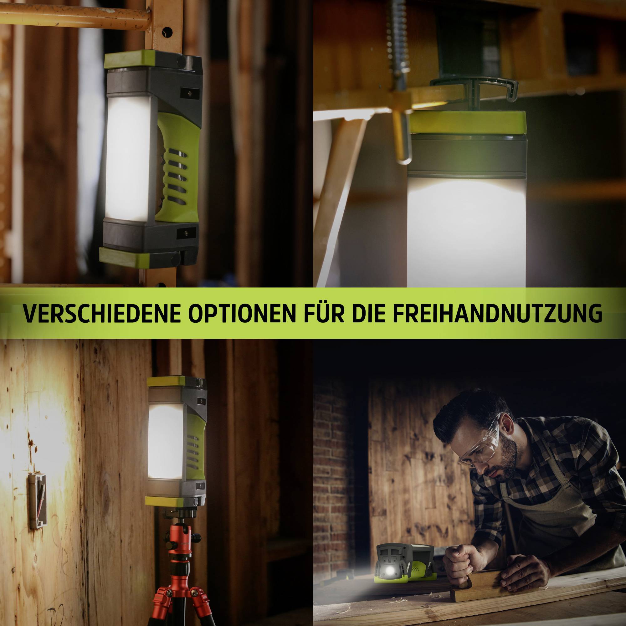 Energizer E303954400 Pro Series Worklight LED Arbeitsleuchte Li-Ionen Akkus oder batteriebetrieben 1000lm