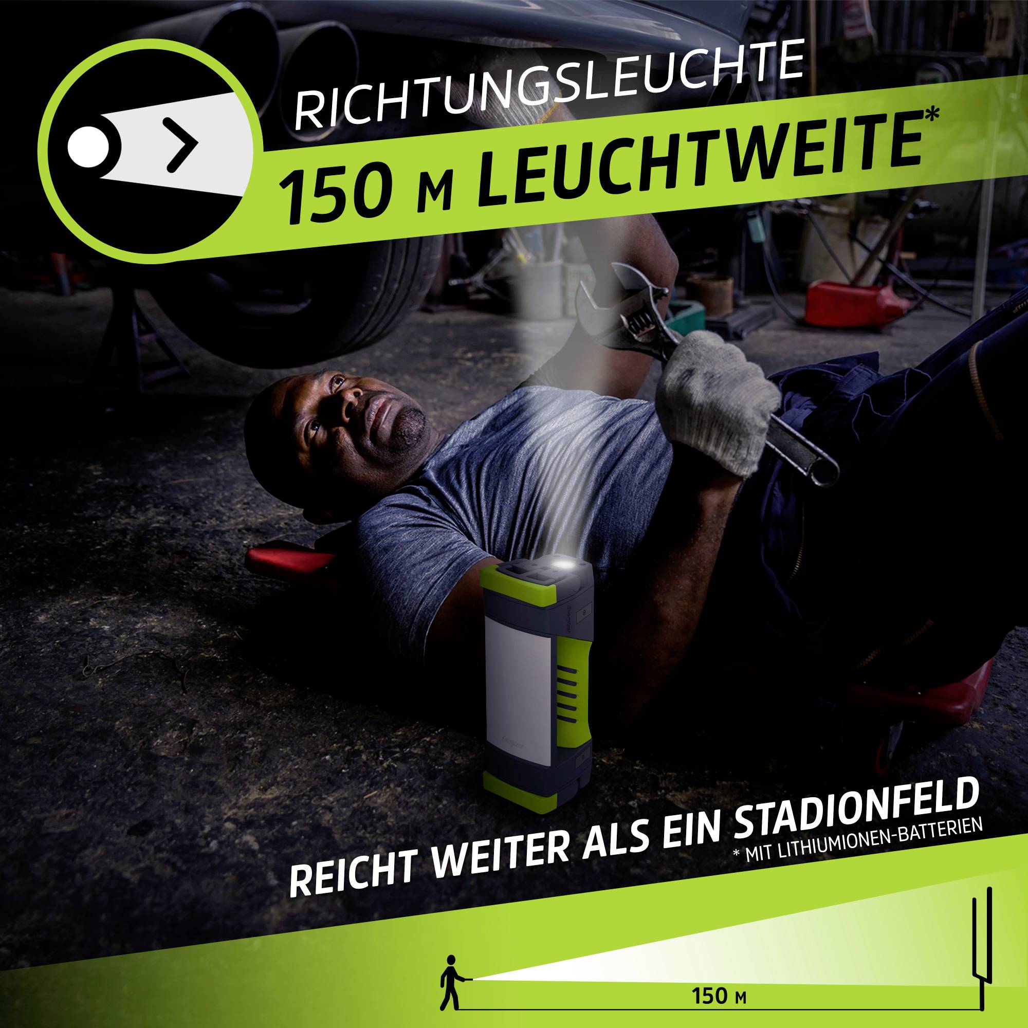 Energizer E303954400 Pro Series Worklight LED Arbeitsleuchte Li-Ionen Akkus oder batteriebetrieben 1000lm