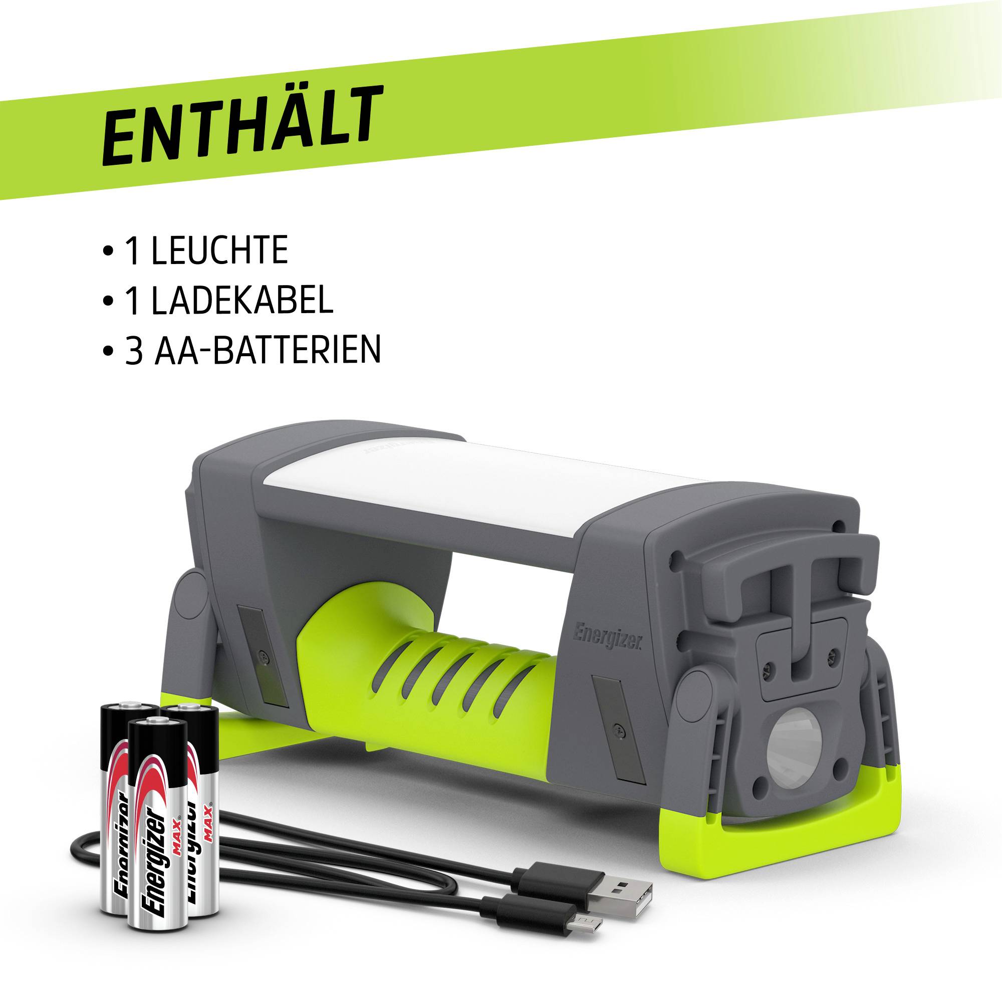 Energizer E303954400 Pro Series Worklight LED Arbeitsleuchte Li-Ionen Akkus oder batteriebetrieben 1000lm