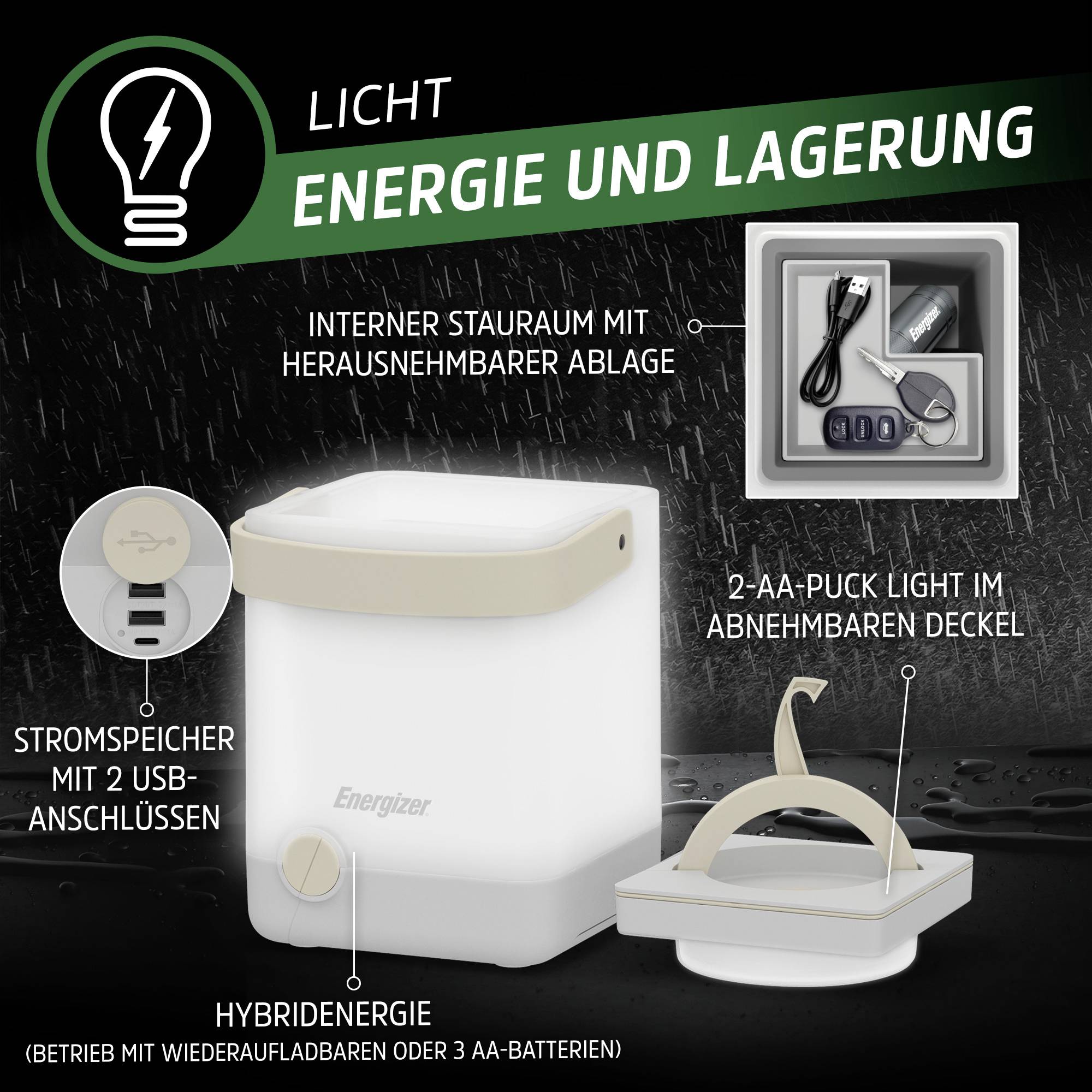 Energizer E303974600 Power Light Cube LED Camping-Leuchte batteriebetrieben