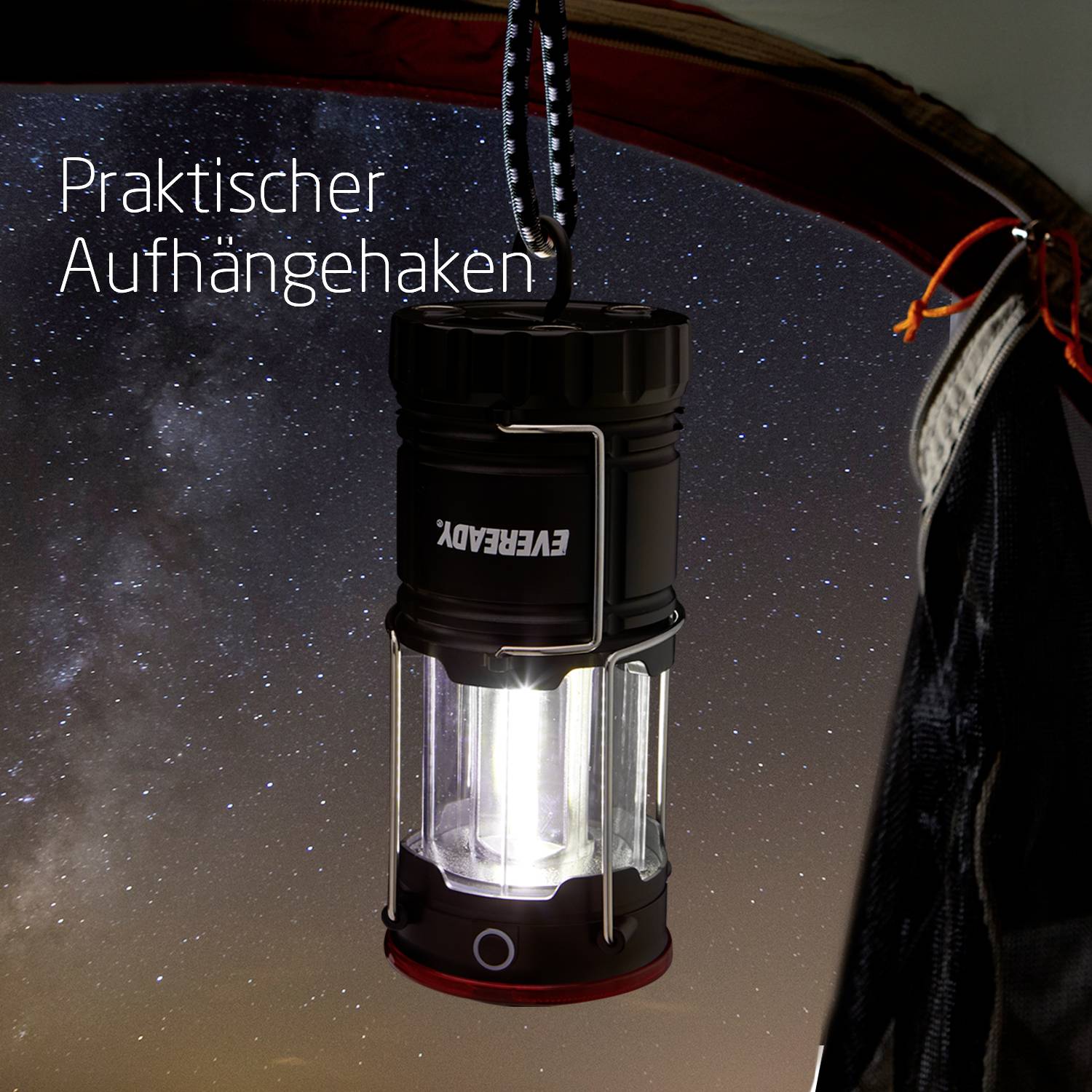 Energizer E303834400 Hybrid Power Camping-Leuchte, Handlampe 300lm Schwarz