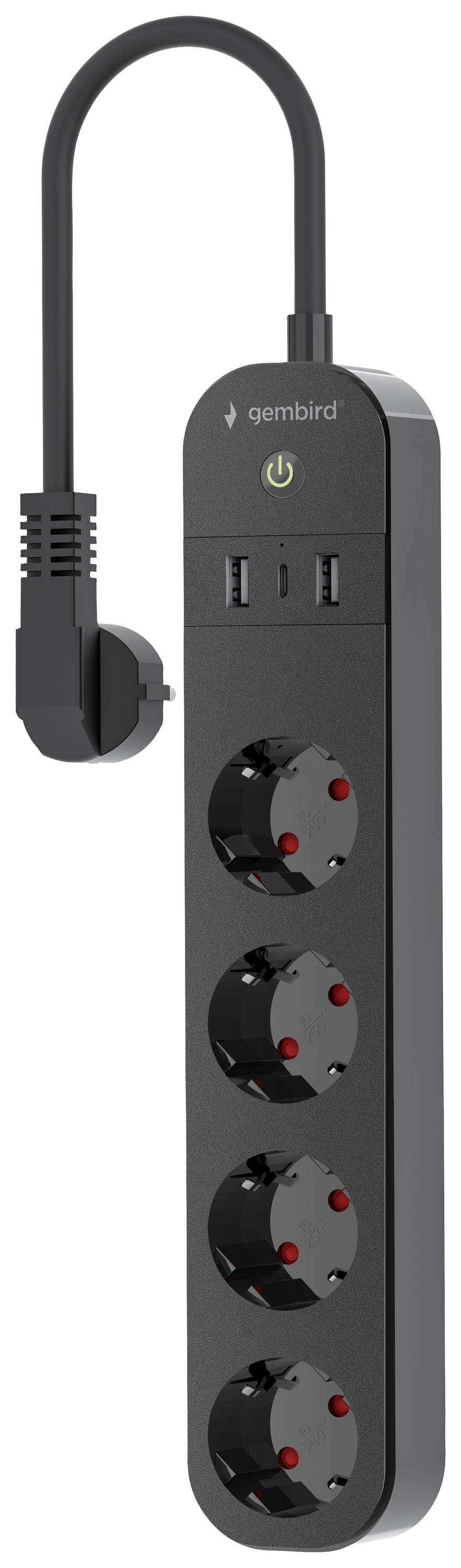 Gembird TSL-PS-S4U-01 Steckdosenleiste Schwarz Schutzkontakt 1St.