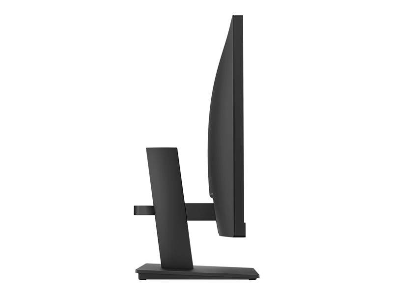 Seitenansicht eines flachen Computermonitors auf einem Standfuß, zeigt schlankes Design und minimalistische Form.