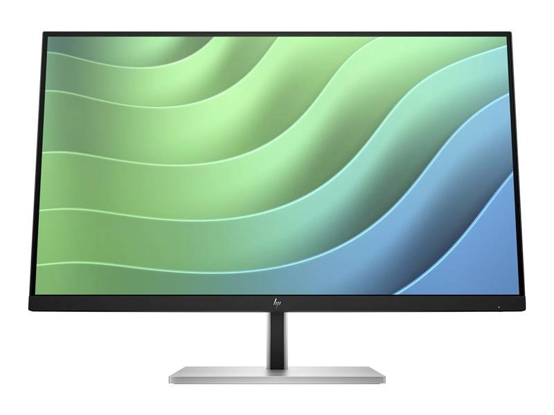 Ein Desktop-Monitor mit einem Bildschirmschoner aus grünen und blauen Wellen, die ein beruhigendes und modernes Design vermitteln.
