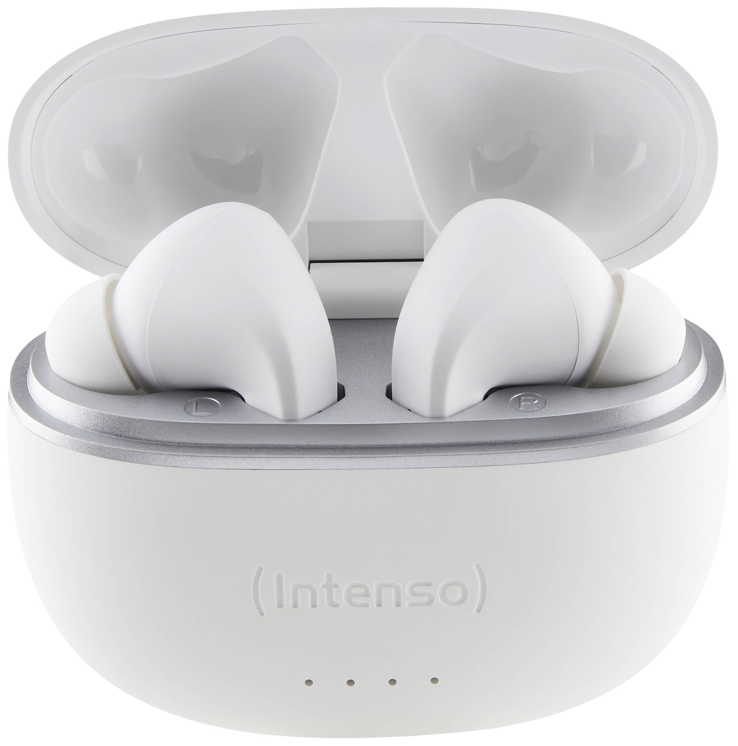 Intenso T302A In Ear Headset Bluetooth® Stereo Weiß Noise Cancelling Batterieladeanzeige, Headset, Ladecase, Touch-Steuerung