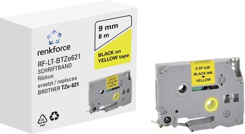 Renkforce RF-LT-BTZe621 Kompatibel ersetzt Brother TZe-621 9 mm Bandfarbe: Gelb Schriftfarbe: Schwa