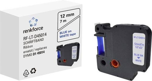 Renkforce RF-LT-D45014 Kompatibel ersetzt DYMO D1 - 45014 12 mm Bandfarbe: Weiß Schriftfarbe: Blau