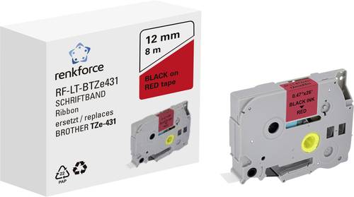 Renkforce RF-LT-BTZe431 Kompatibel ersetzt Brother TZe-431 12 mm Bandfarbe: Rot Schriftfarbe: Schwa