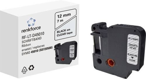 Renkforce RF-LT-D45010 Kompatibel ersetzt DYMO D1 - 45010 12 mm Bandfarbe: Transparent Schriftfarbe