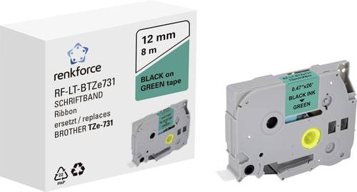 Renkforce RF-LT-BTZe731 Kompatibel ersetzt Brother TZe-731 12 mm Bandfarbe: Grün Schriftfarbe: Schw