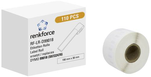 Renkforce Etiketten Rolle Kompatibel ersetzt DYMO DYMO 99018 190 x 38 mm Papier Weiß 110 St. Perman