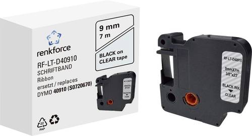 Renkforce RF-LT-D40910 Kompatibel ersetzt DYMO D1 - 40910 9 mm Bandfarbe: Transparent Schriftfarbe