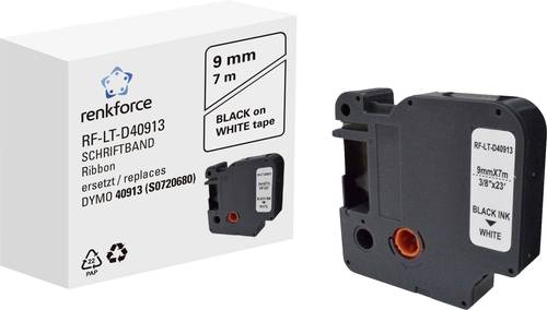 Renkforce RF-LT-D40913 Kompatibel ersetzt DYMO D1 - 40913 9 mm Bandfarbe: Weiß Schriftfarbe: Schwar