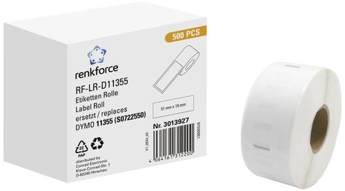 Renkforce Etiketten Rolle Kompatibel ersetzt DYMO DYMO 11355 51 x 19 mm Papier Weiß 500 St. Permane