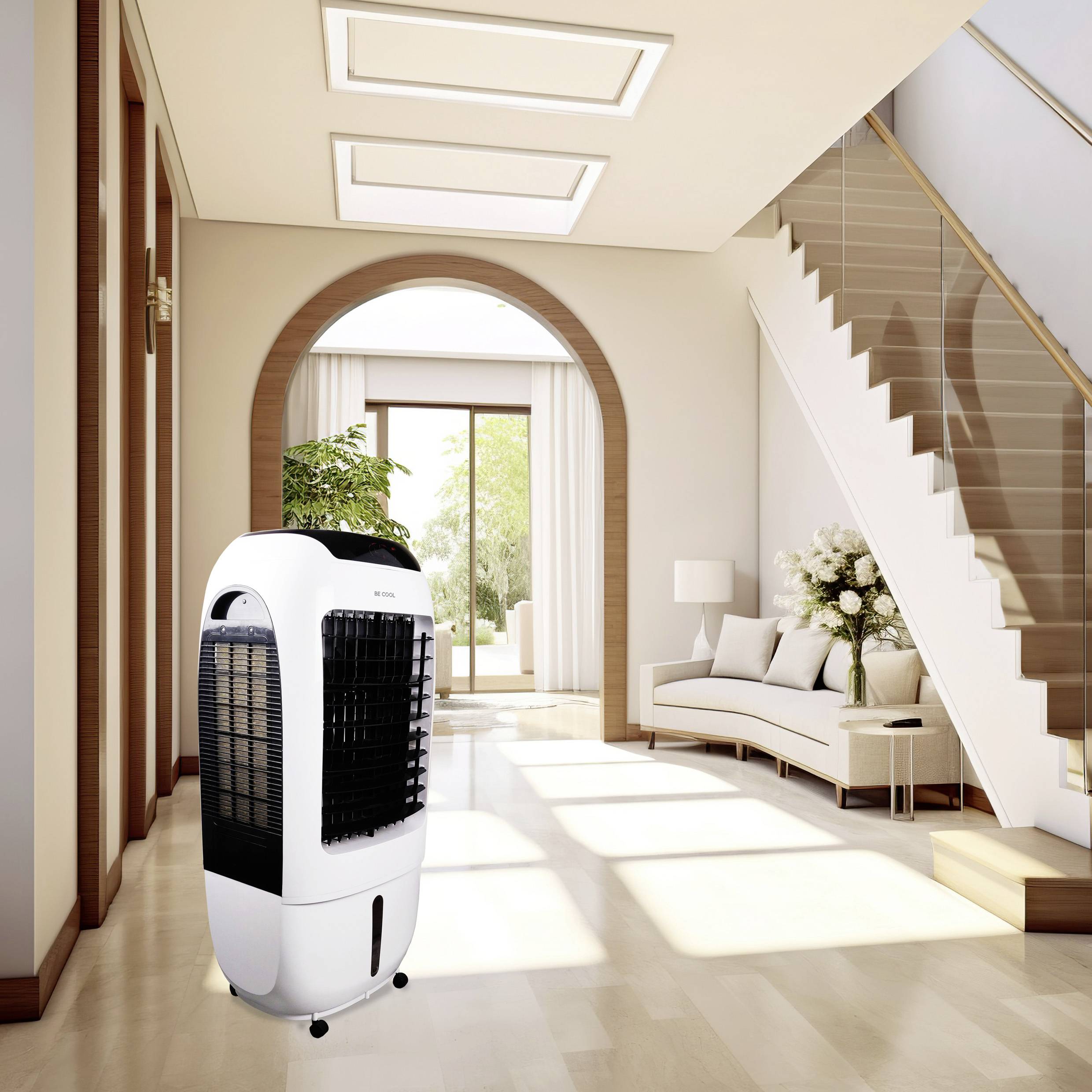 Be Cool Luftkühler 150W (L x B x H) 49 x 39 x 108cm Weiß mit Fernbedienung, Timer, LED-Kontrollleuchte
