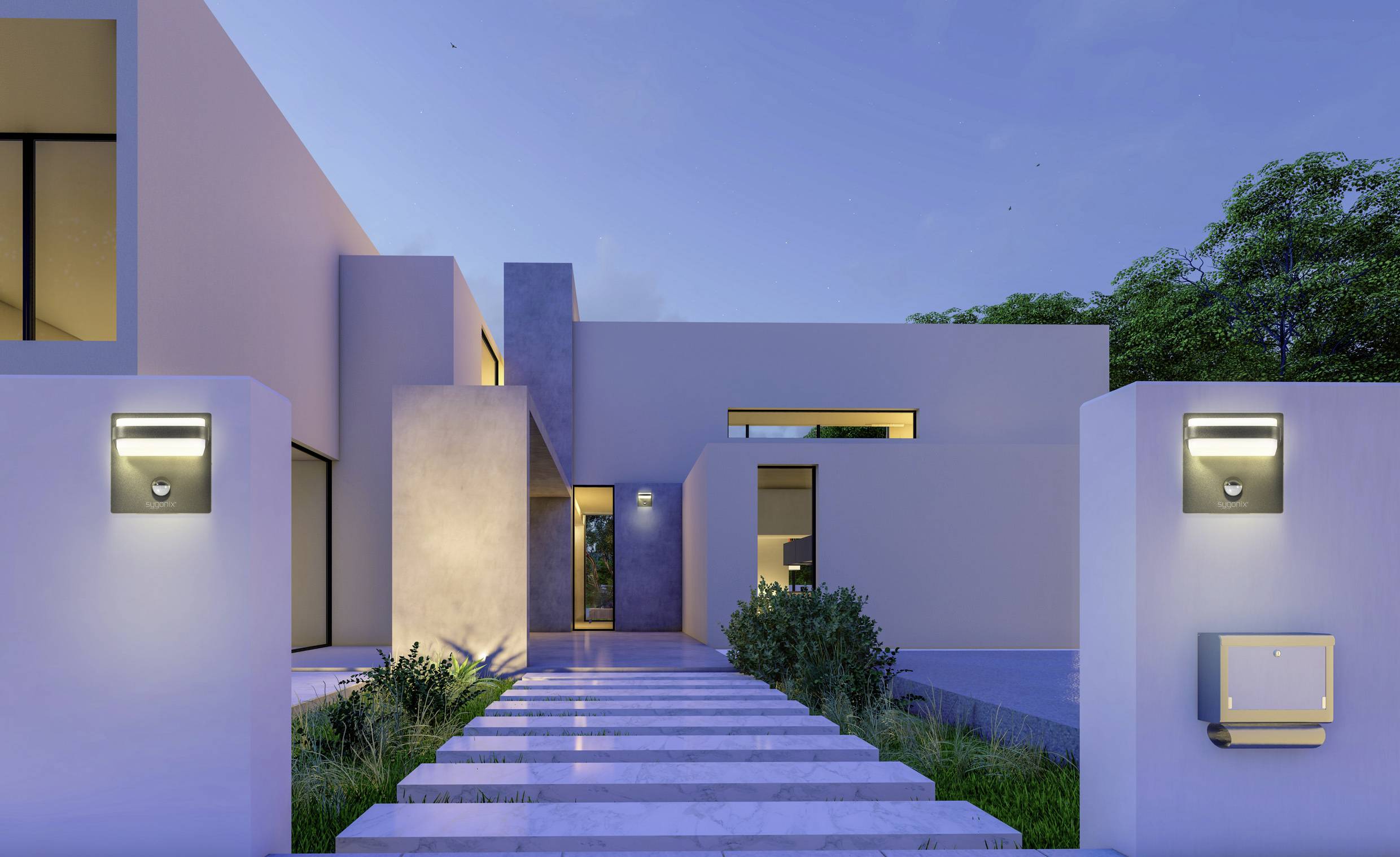 Sygonix SY-6028442 LED-Wandleuchte mit Bewegungsmelder EEK: F (A - G) SMD LED 10.8W Schwarz