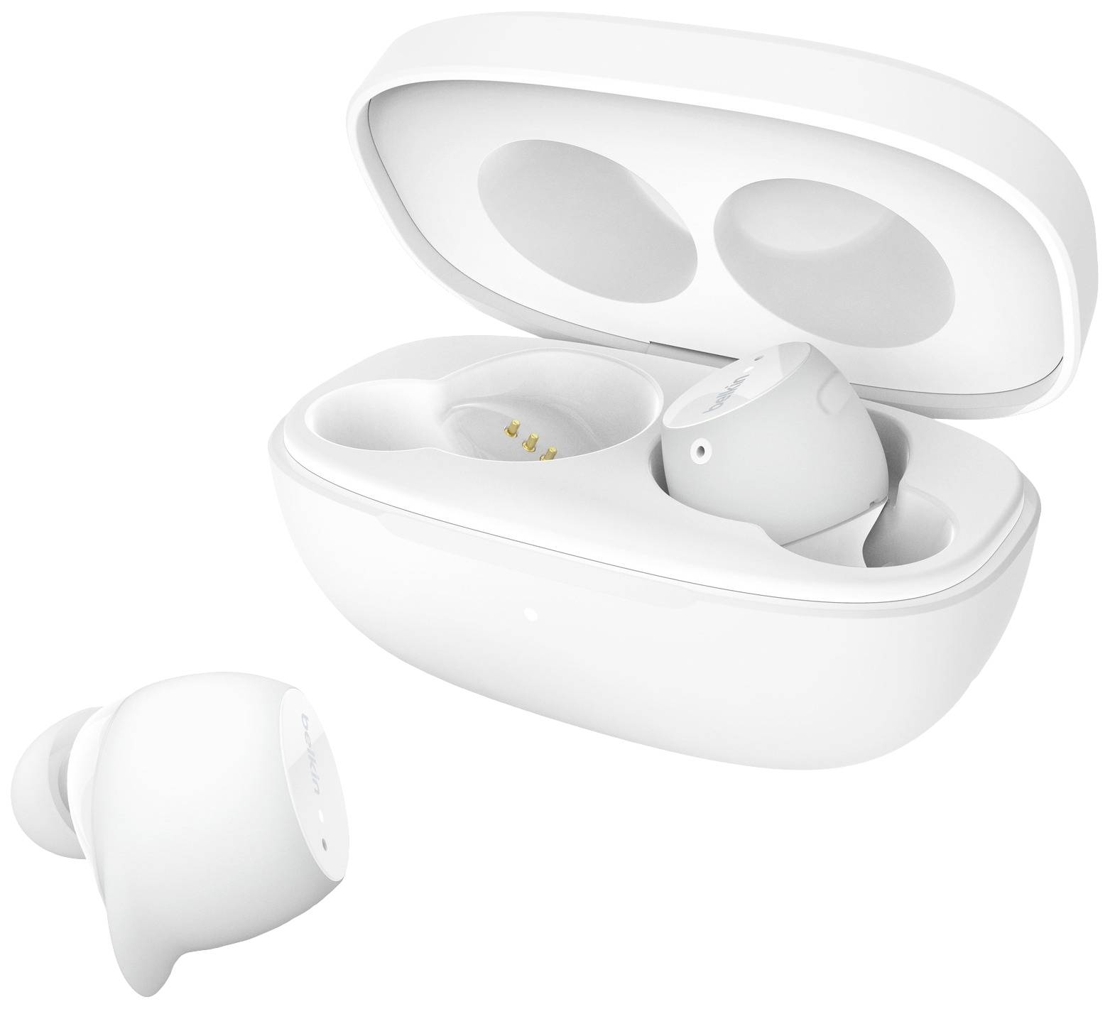 Belkin SoundForm Immerse In Ear Headset Bluetooth® Weiß Noise Cancelling Headset, Ladecase, Schweißresistent