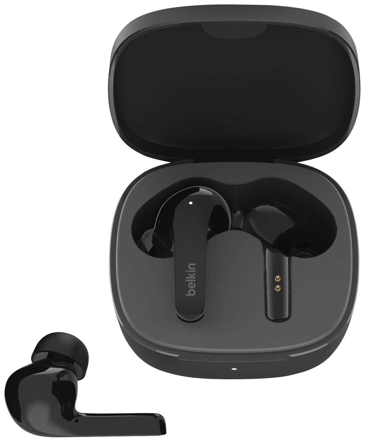 Belkin SoundForm Flow In Ear Headset Bluetooth® Schwarz Noise Cancelling Headset, Ladecase, Schweißresistent