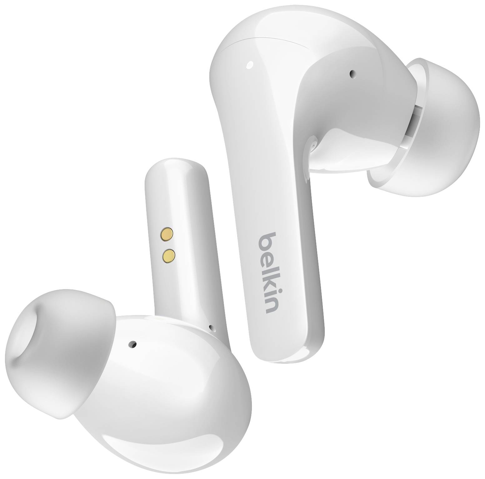 Belkin SoundForm Flow In Ear Headset Bluetooth® Weiß Noise Cancelling Headset, Ladecase, Schweißresistent