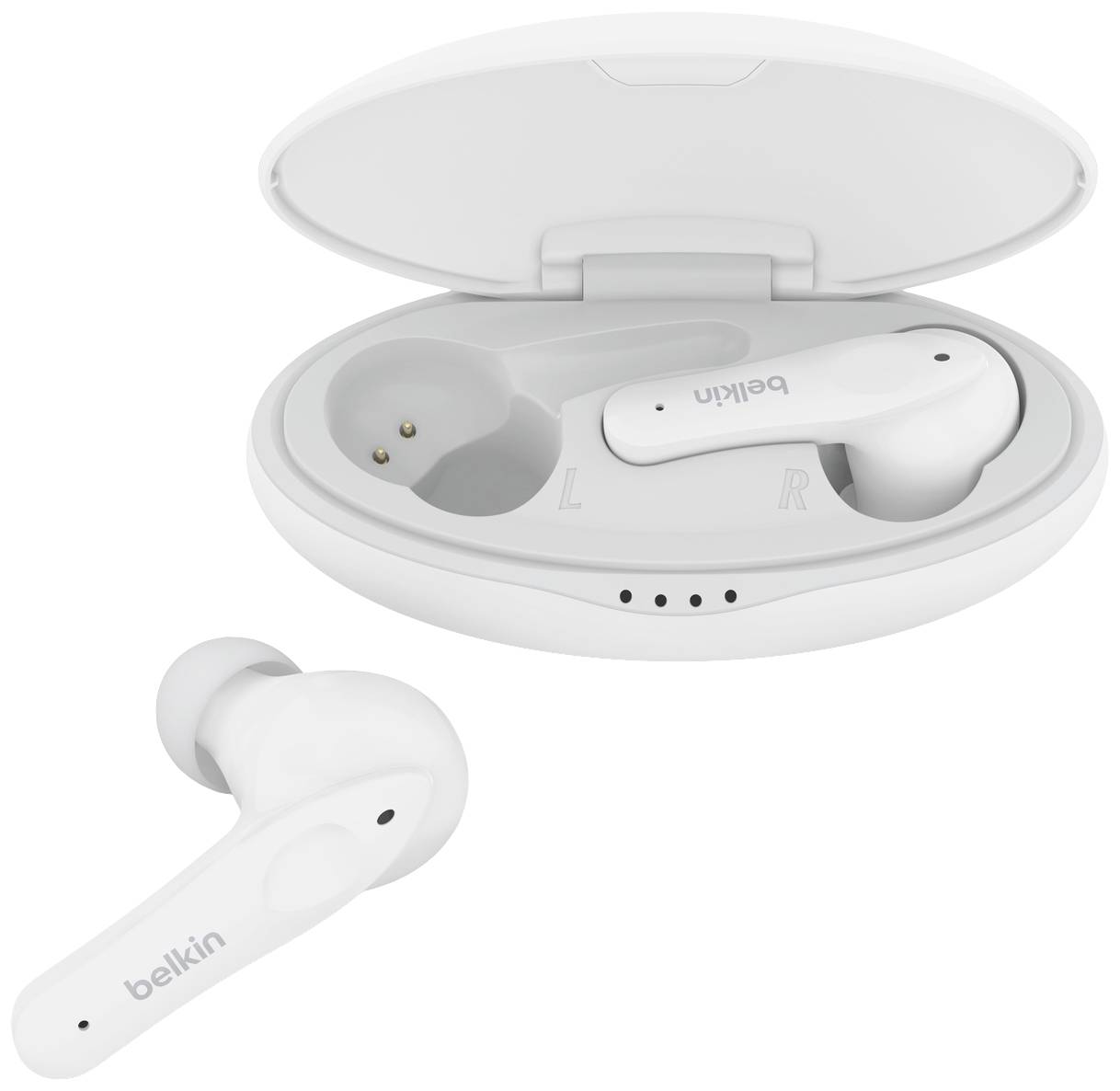 Belkin SoundForm Nano In Ear Headset Bluetooth® Weiß Headset, Ladecase, Schweißresistent