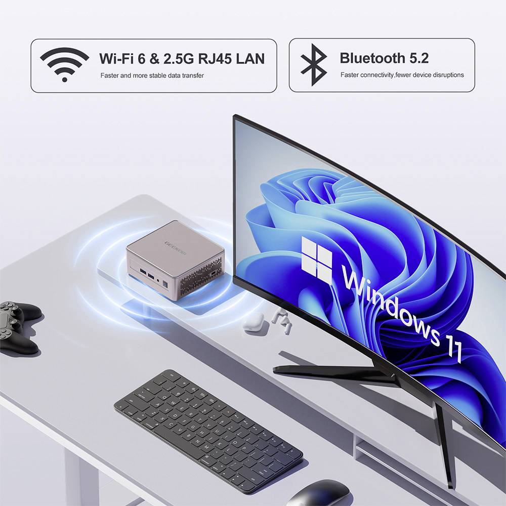 GEEKOM Mini PC A 5 AMD Ryzen 7 5800H 4.4GHz 32GB RAM 512GB SSD AMD Rageon Vega 8 Win 11 Pro A 5