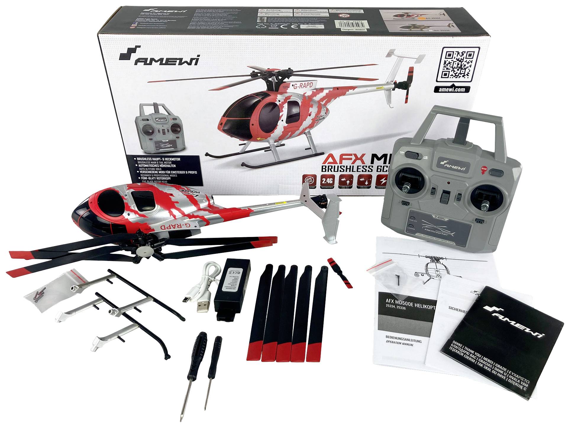 Amewi AFX MD500E Zivil RC Hubschrauber RtF