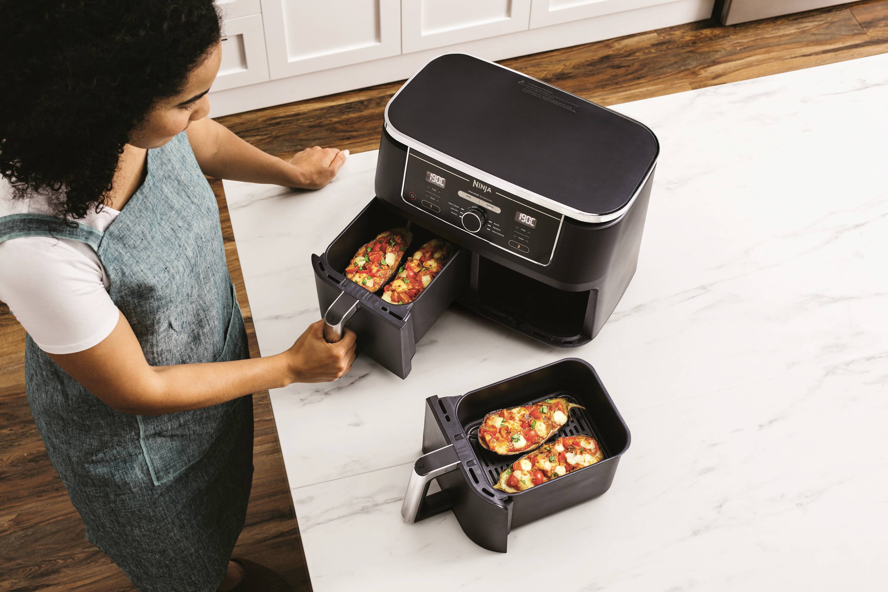 Ninja AF400EU Doppel-Fritteuse 9.5 l 2470 W Heißluft-Funktion Schwarz