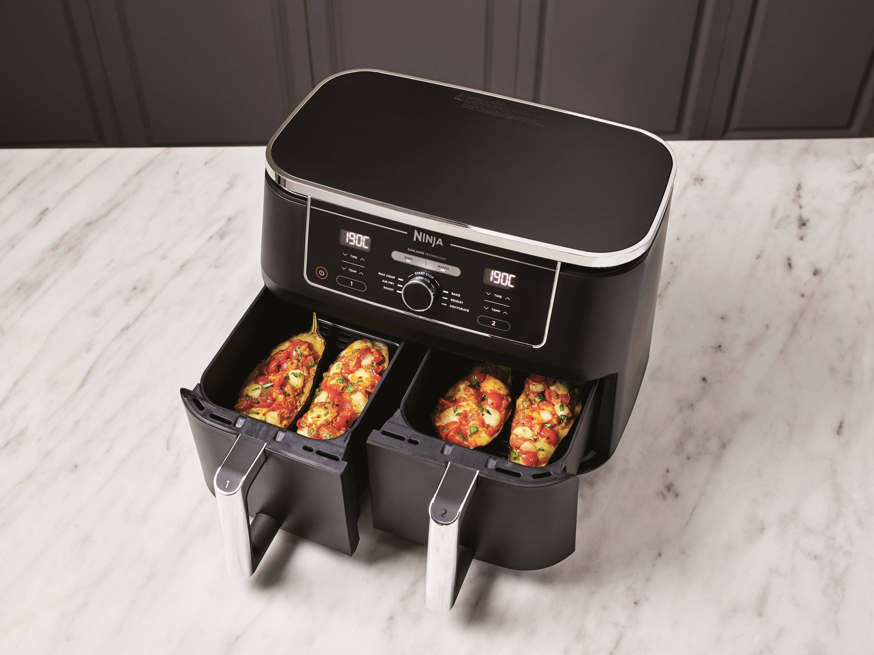 Ninja AF400EU Doppel-Fritteuse 9.5 l 2470 W Heißluft-Funktion Schwarz