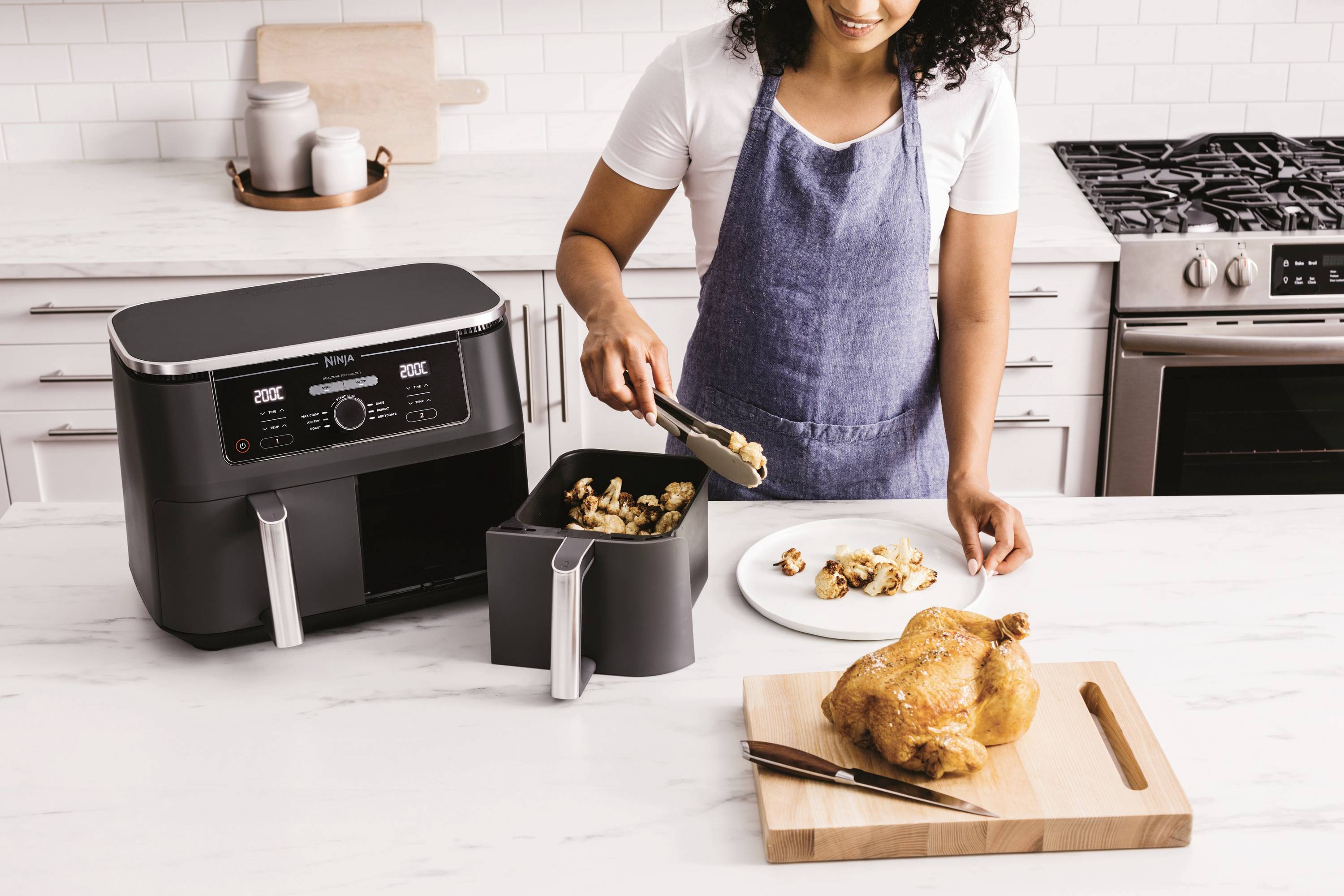 Ninja AF400EU Doppel-Fritteuse 9.5 l 2470 W Heißluft-Funktion Schwarz