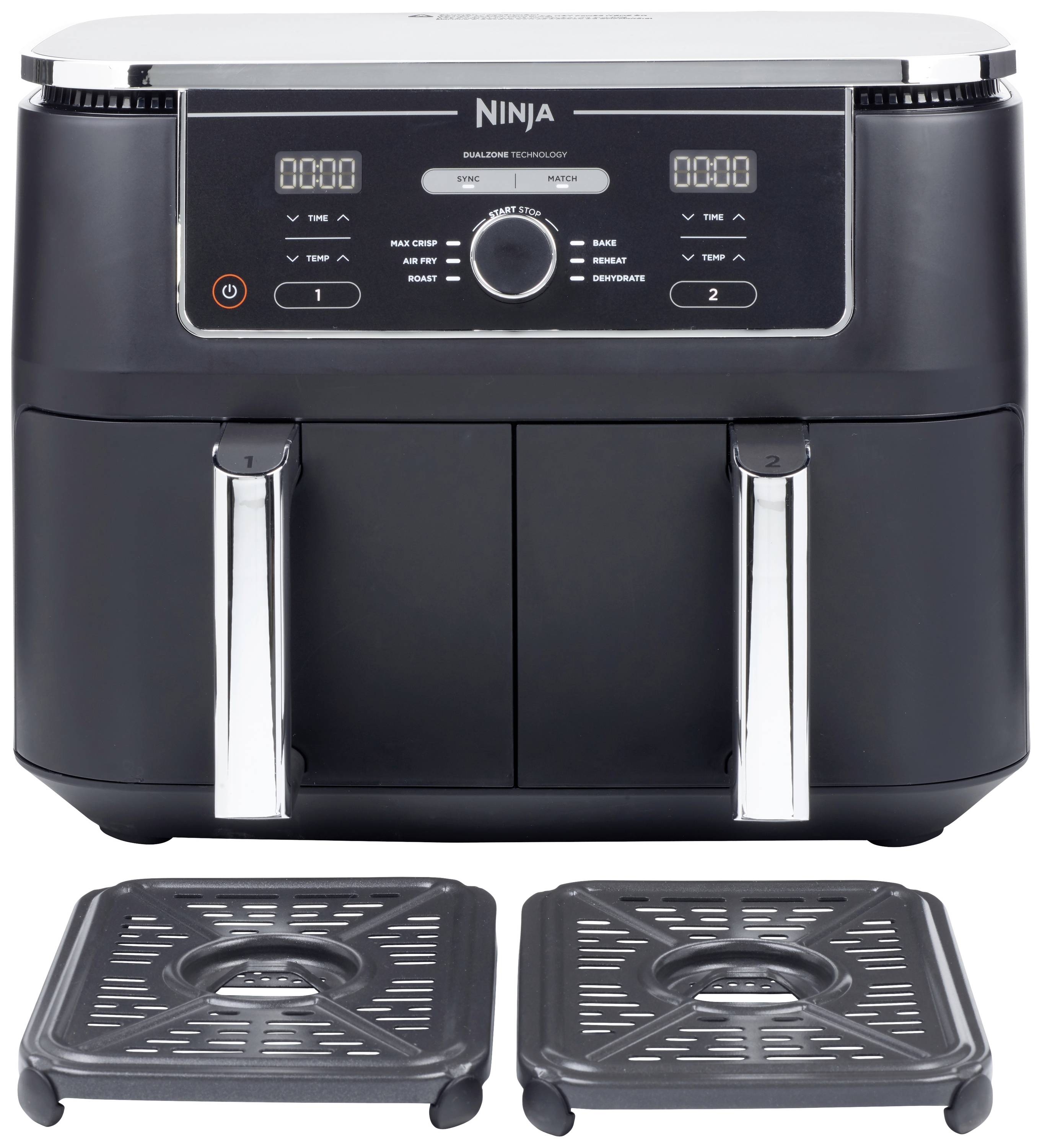 Ninja AF400EU Doppel-Fritteuse 9.5 l 2470 W Heißluft-Funktion Schwarz