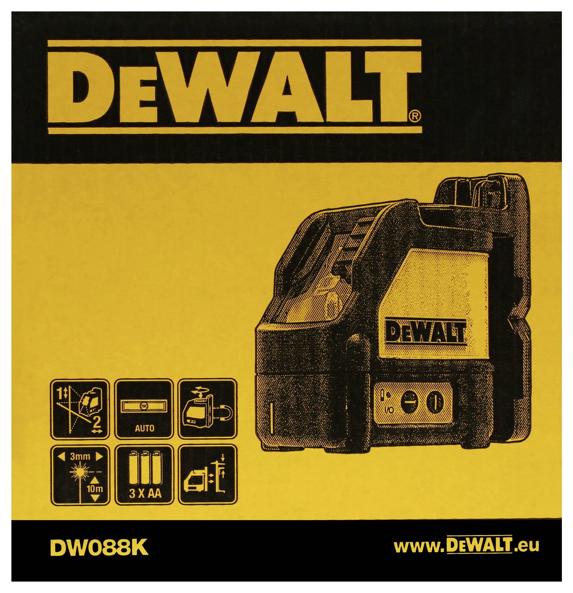 DEWALT DW088K-XJ Kreuzlinienlaser selbstnivellierend Reichweite (max.): 15m