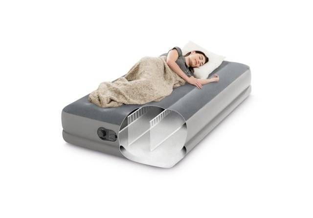 Intex 64112 TWIN DURA-BEAM PRESTIGE AIRBED W/FASTFILL USB PUMP Luftbett (L x B x H) 1910 x 990 x 300mm Grau