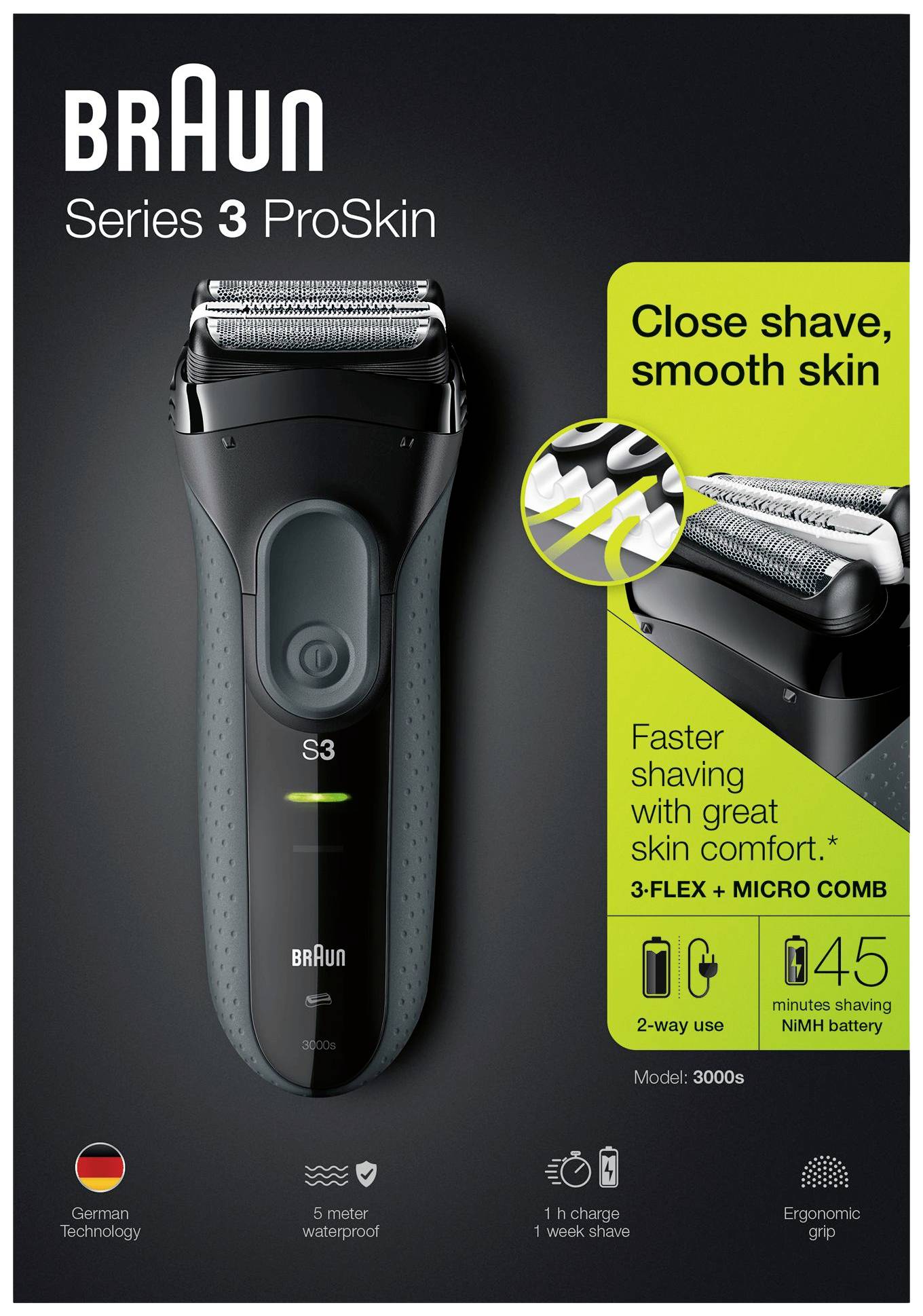 Braun Series 3 3000s 3-3000sb Folienrasierer Schwarz