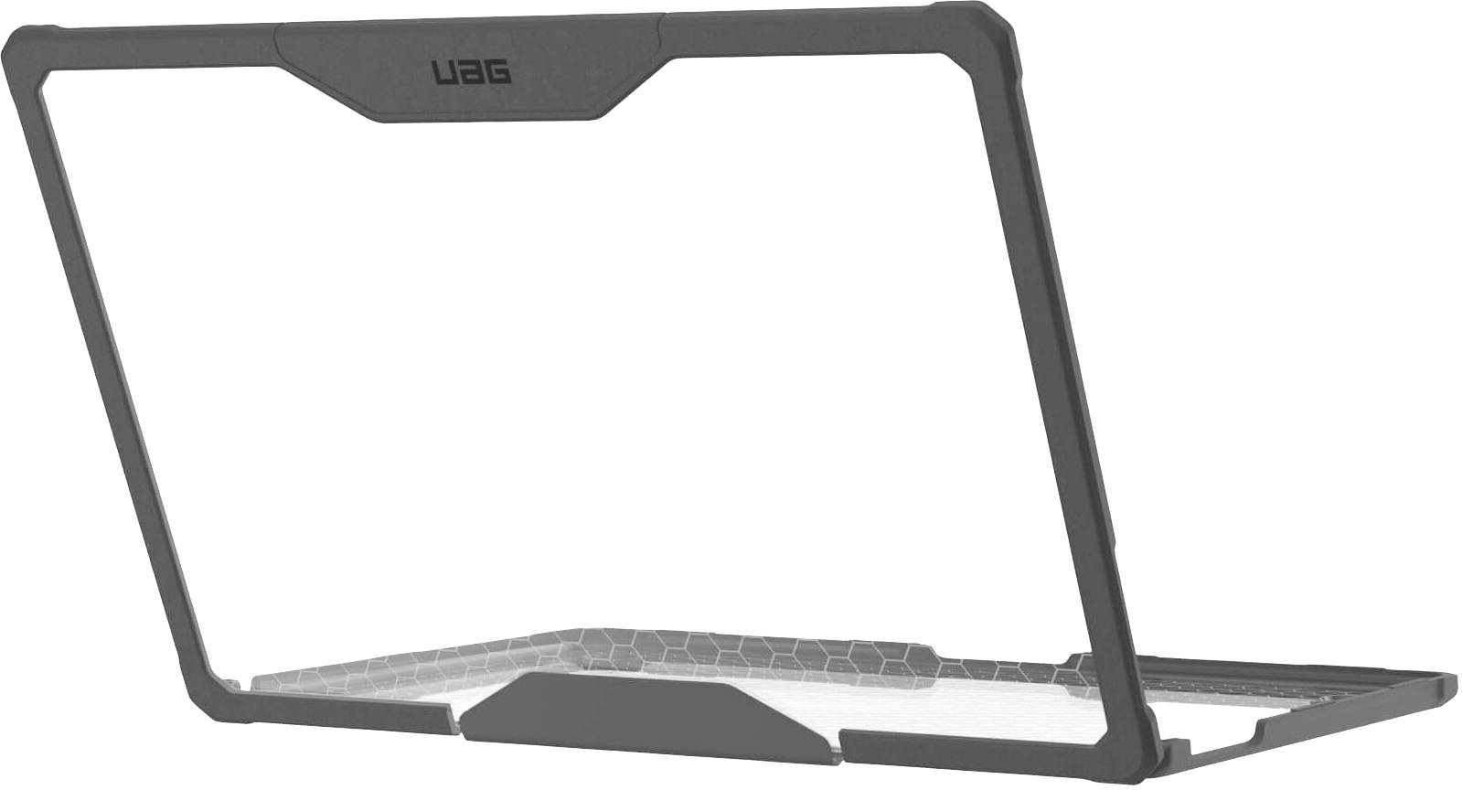 Ein schwarzer Laptopständer mit einer sechseckigen Struktur auf der Innenseite. Designed für Stabilität und verbesserten Luftstrom.