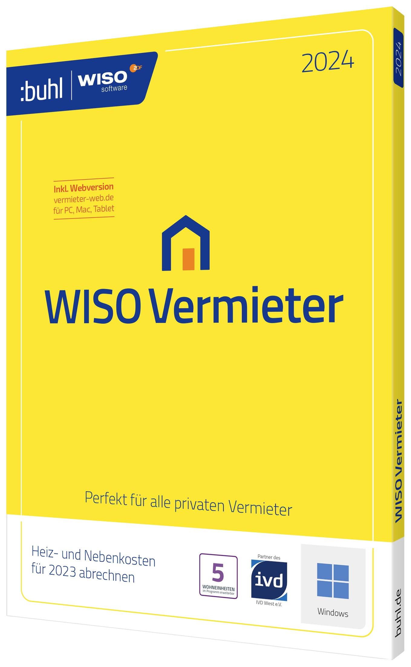 WISO Vermieter 2024 (5 WE) Vollversion, 1 Lizenz Windows Finanz-Software