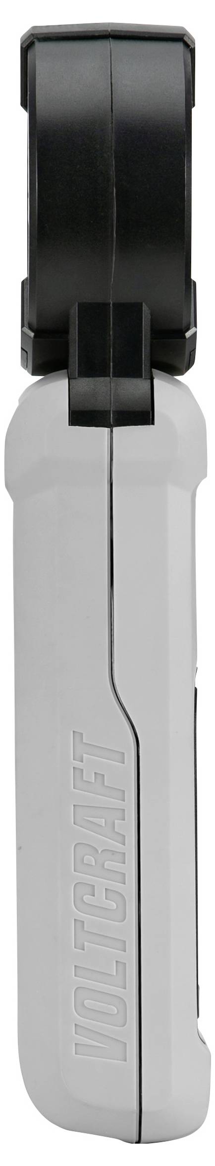 Ein digitales Zangenmessgerät mit Display, das '0,215' anzeigt, zur Messung elektrischer Stromstärke.