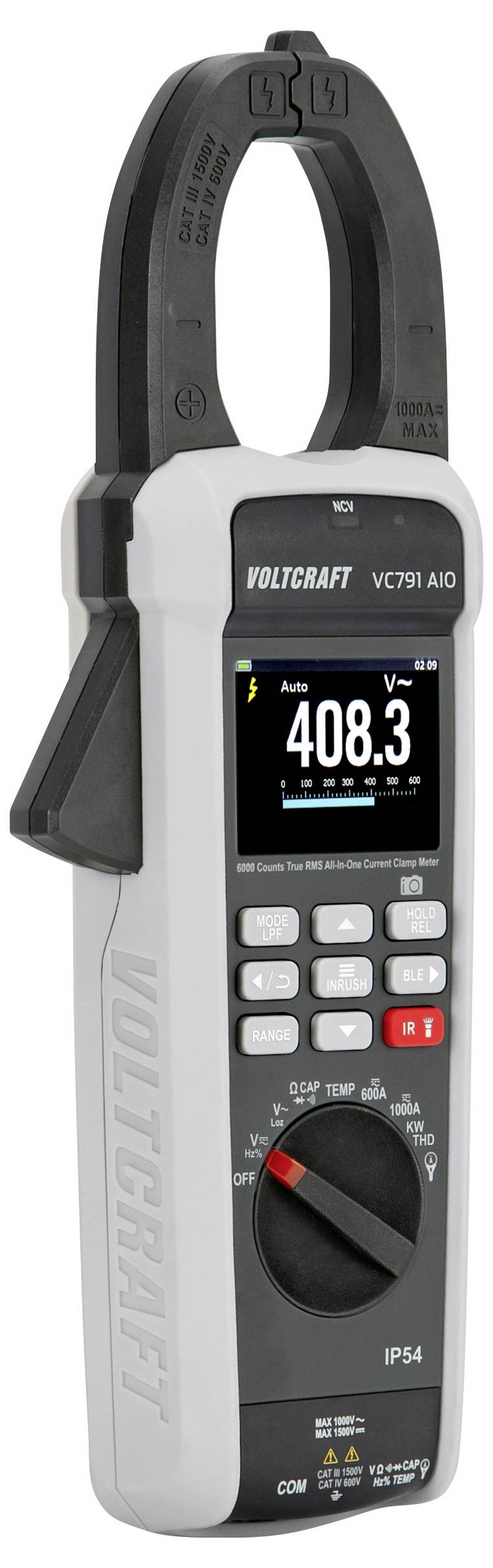VOLTCRAFT VC791 All-In-One Stromzange Stromzange digital CAT III 1500 V, CAT IV 600V Anzeige (Counts): 6000