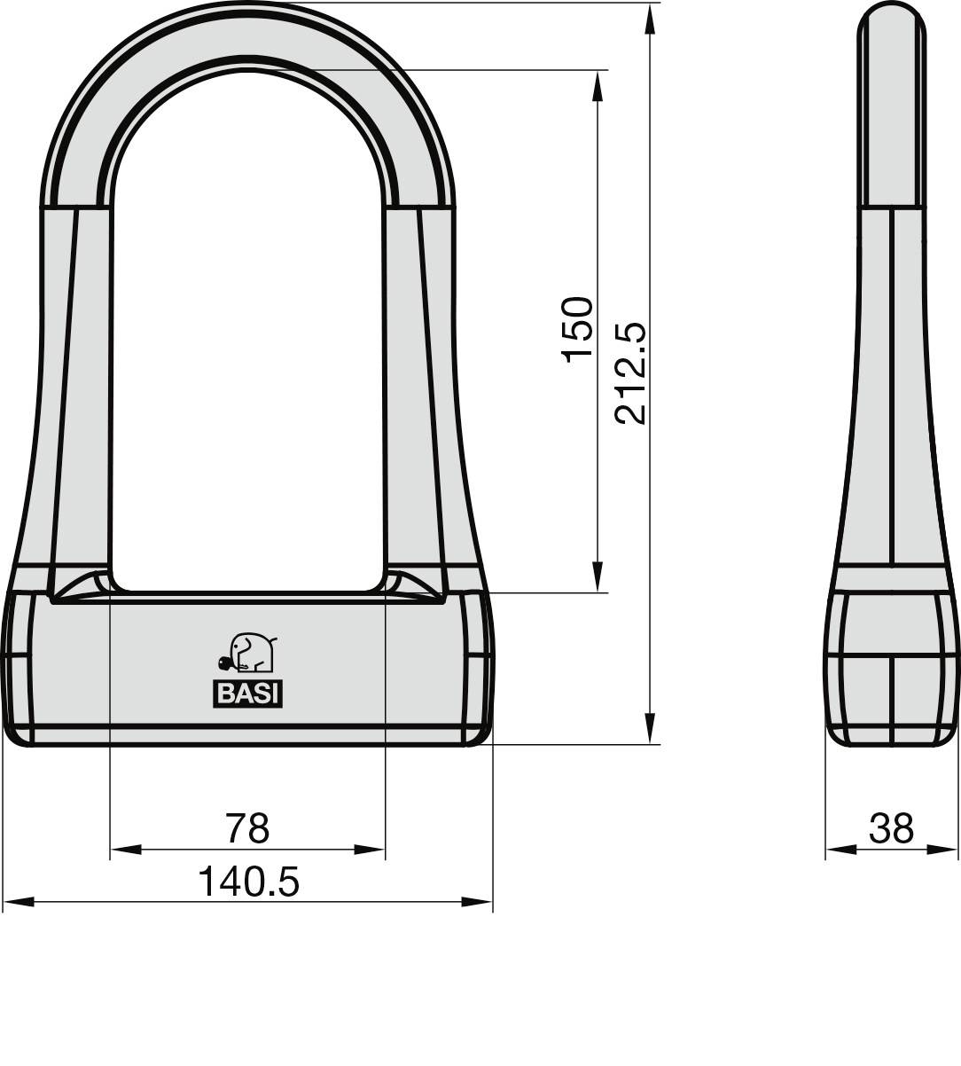 Basi ZR 315 Bügelschloss Schwarz Schlüsselschloss