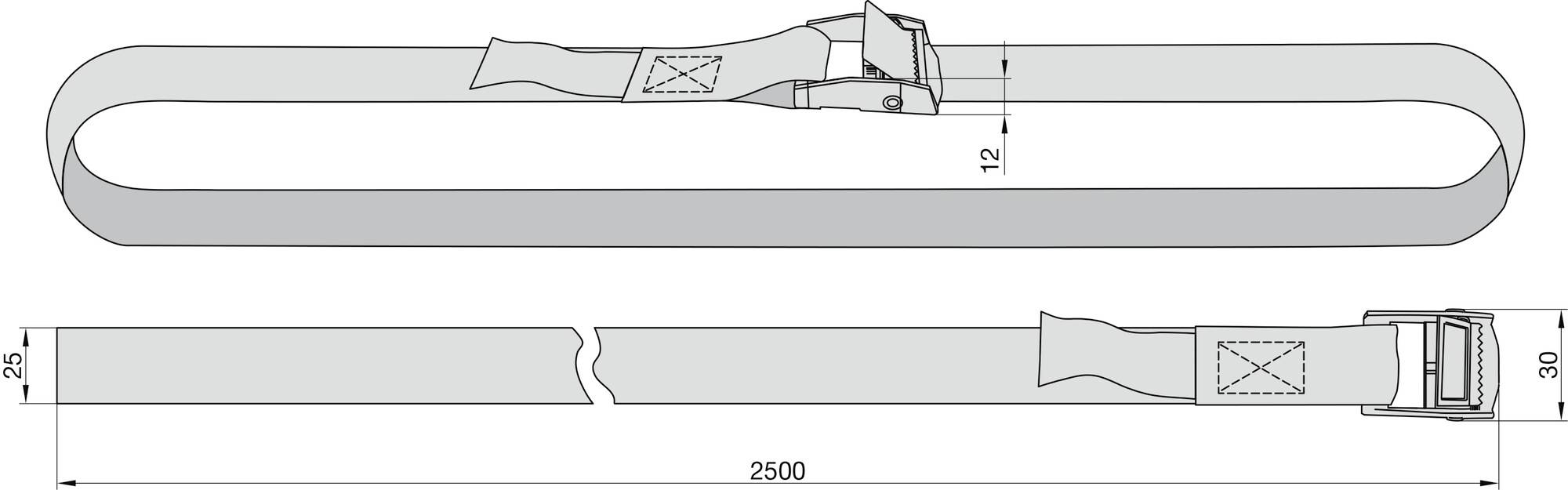 Basi 0004-0306 Spanngurt (L x B) 2500mm x 25mm Klemmschloss