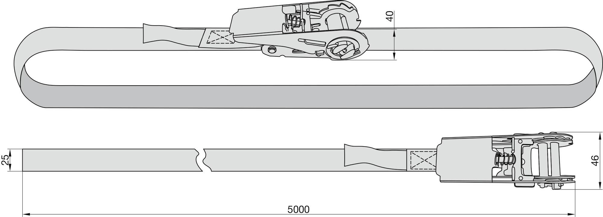 Basi 0004-0308 Spanngurt (L x B) 5000mm x 25mm Ratsche
