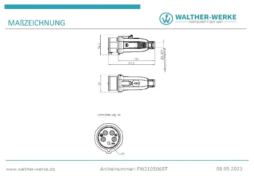 Walther Werke FW210506BT CEE Stecker 16 A 5polig 200 V, 415 V 1 St.
