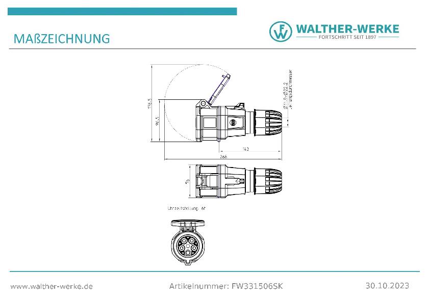 Walther Werke FW331506SK CEE Kupplung 32 A 5polig 200 V, 415 V 1 St.