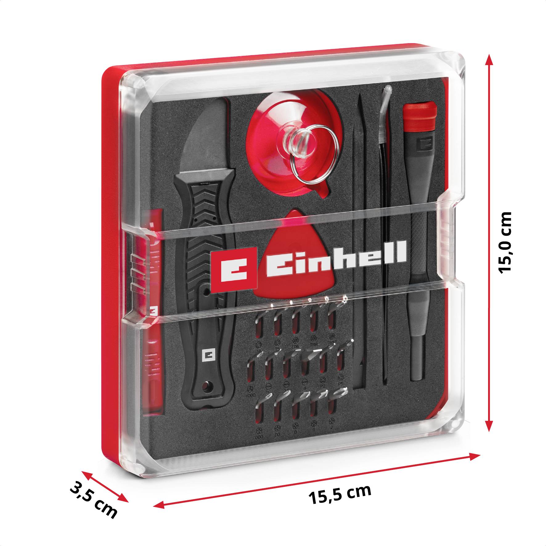 Einhell 115020 Bit-Set 28teilig T-Profil, Tri-Point, Schlitz, Pentalobe, Kreuzschlitz Phillips inkl. Bithalter-Schraubendreher