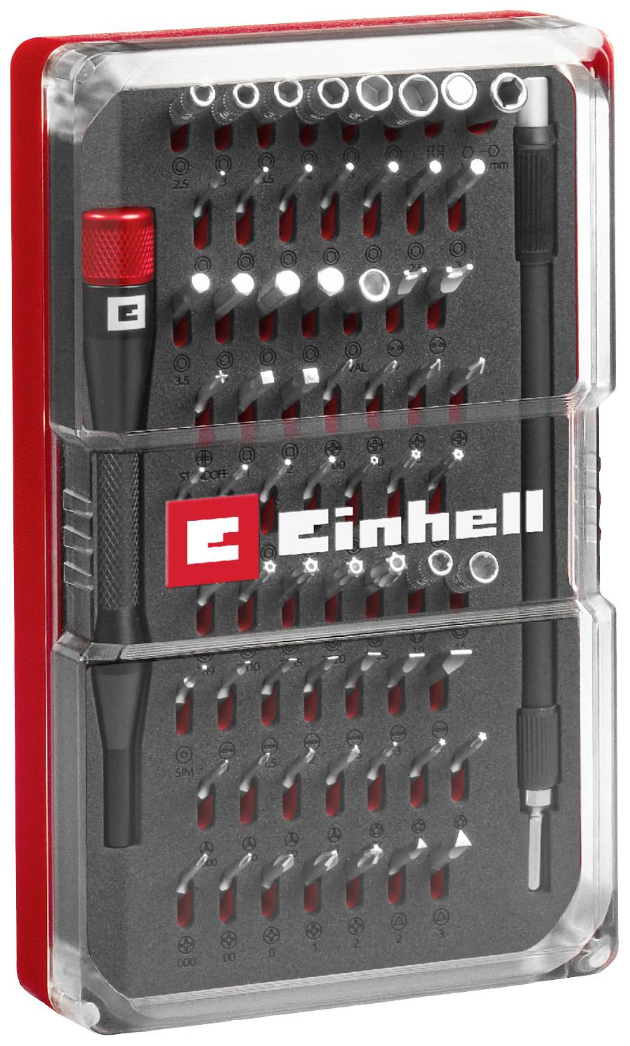 Einhell 115030 115030 Bit-Set 66teilig Kreuzschlitz Phillips, Schlitz, T-Profil, Innen-Sechskant inkl. Bithalter-Schraubendreher