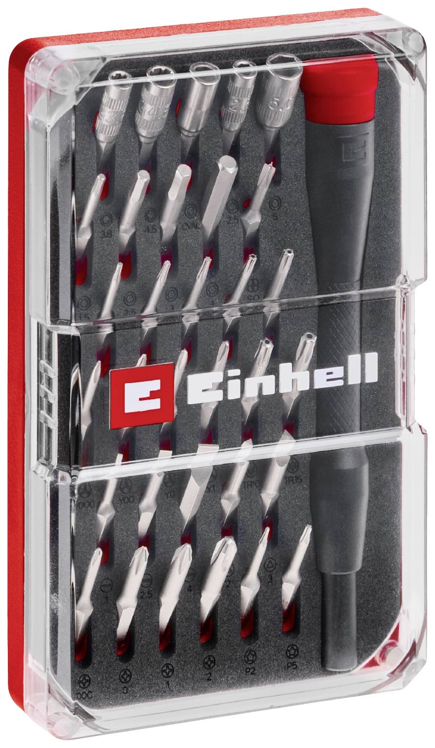 Einhell 115010 Bit-Set 33teilig Gamebit, T-Profil, Tri-Point, Schlitz, Triangle, Kreuzschlitz Phillips, Pentalobe inkl. Bithalter-Schraubendreher