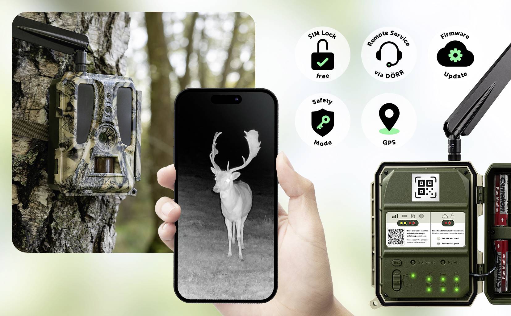 DÖRR SnapShot Cloud Pro 4G WA Wildkamera 24 Megapixel 4G Bildübertragung, Black LEDs, Tonaufzeichnung, Zeitrafferfunktion Camouflage, Olivgrün