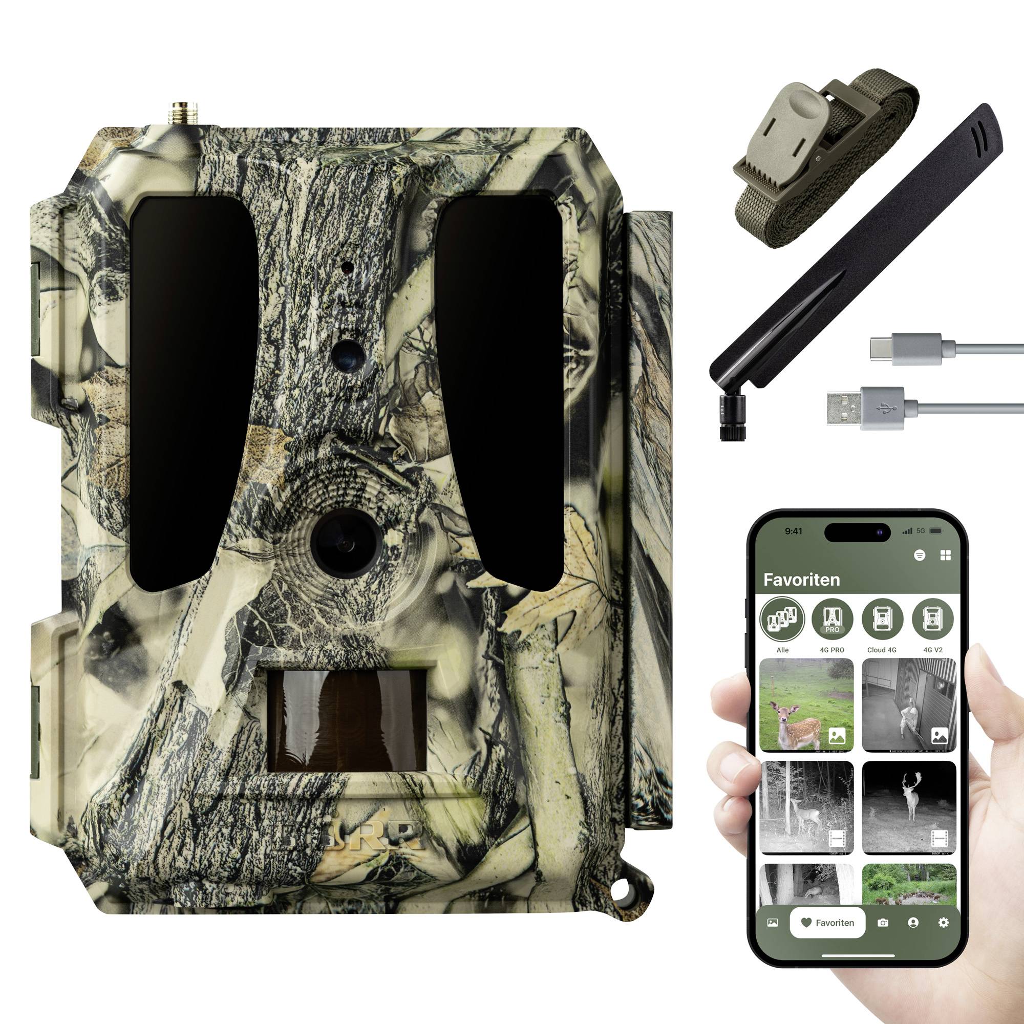 DÖRR SnapShot Cloud Pro 4G WA Wildkamera 24 Megapixel 4G Bildübertragung, Black LEDs, Tonaufzeichnung, Zeitrafferfunktion Camouflage, Olivgrün