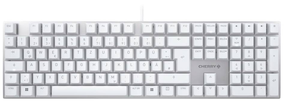 CHERRY KC 200 MX Kabelgebunden Tastatur Deutsch, QWERTZ Weiß, Silber