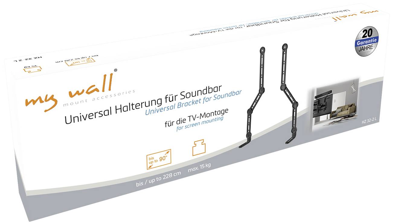 My Wall HZ32-2L Soundbar-Halterung Neigbar, Schwenkbar Schwarz 1St.